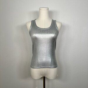 Galita Shiny Silver Cotton Tank Top - One Size